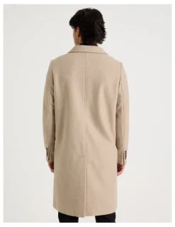 Blaq Longline Car Coat in Oatmeal