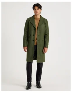 Blaq Longline Car Coat in Olive