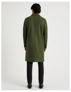 Blaq Longline Car Coat in Olive