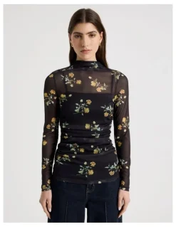Blaq Mesh Long Sleeve Top in Black