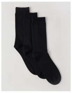 Blaq 3 Pack Australian Cotton Plain Socks in Black