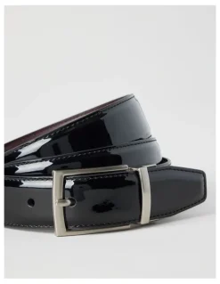 Blaq Patent Revesible Belt Belt Black/Deep Cherry