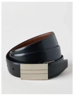 Blaq Plate Buckle Reversible Belt Black/Brown