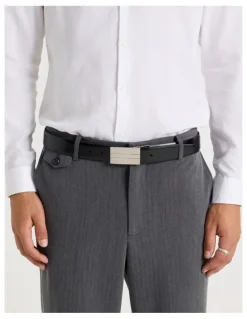 Blaq Plate Buckle Reversible Belt Black/Brown