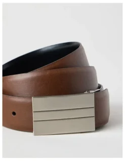 Blaq Plate Buckle Reversible Belt Black/Brown