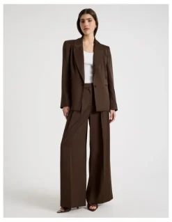 Blaq Satin Oversized Blazer in Brown