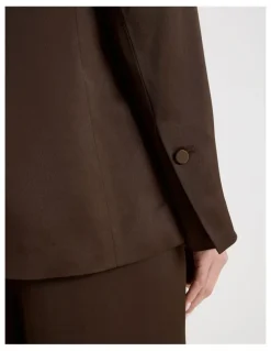 Blaq Satin Oversized Blazer in Brown