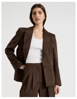 Blaq Satin Oversized Blazer in Brown