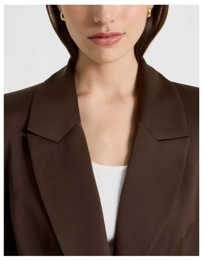 Blaq Satin Oversized Blazer in Brown