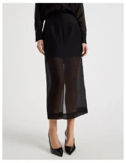 Blaq Sheer Column Skirt in Black