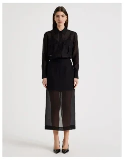 Blaq Sheer Column Skirt in Black
