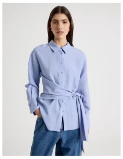 Blaq Side Tie Shirt in Cornflower