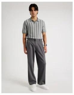Blaq Tapered Pleat Front Trouser in Charcoal