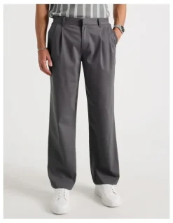 Blaq Tapered Pleat Front Trouser in Charcoal