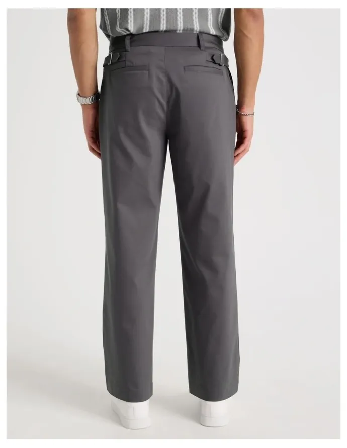 Blaq Tapered Pleat Front Trouser in Charcoal