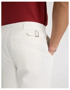Blaq Tapered Pleat Front Trouser in Ecru
