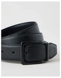 Blaq Textured Reversible Belt Black/ Black
