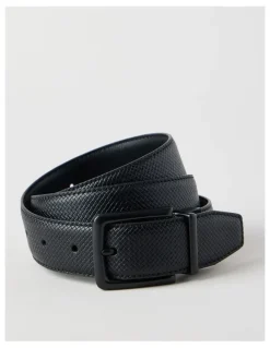 Blaq Textured Reversible Belt Black/ Black