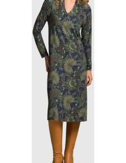 Blue Illusion Jersey Midi Dress - Winter Chintz Print