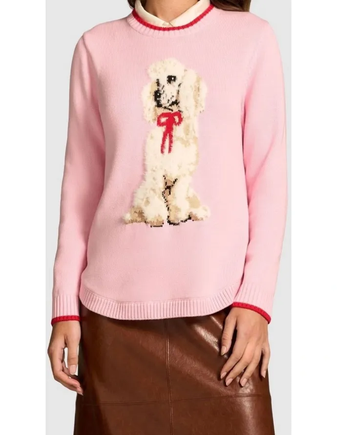 Blue Illusion Knitted Poodle Jumper - Chienne Print