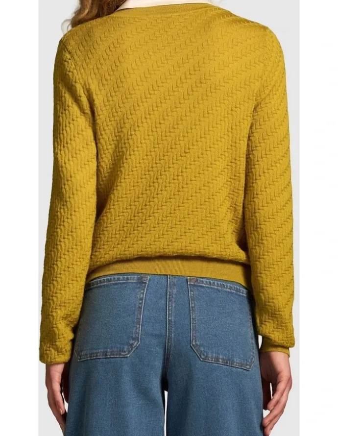 Blue Illusion Merino Textured Long Sleeve Knit - Mustard