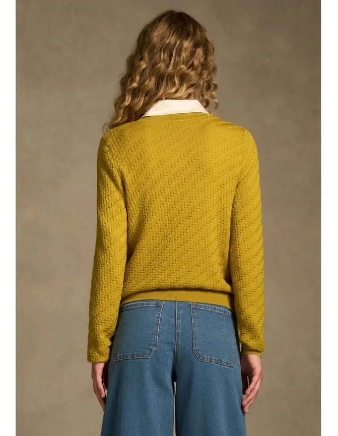 Blue Illusion Merino Textured Long Sleeve Knit - Mustard