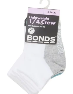 Bonds Baby Baby Logo Lightweight Quarter Crew Socks 3 Pack in Grey