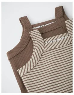 Bonds Baby Newbies Rib Singlet Suit 2 Pack in Sandy By Me / Mocha Dust