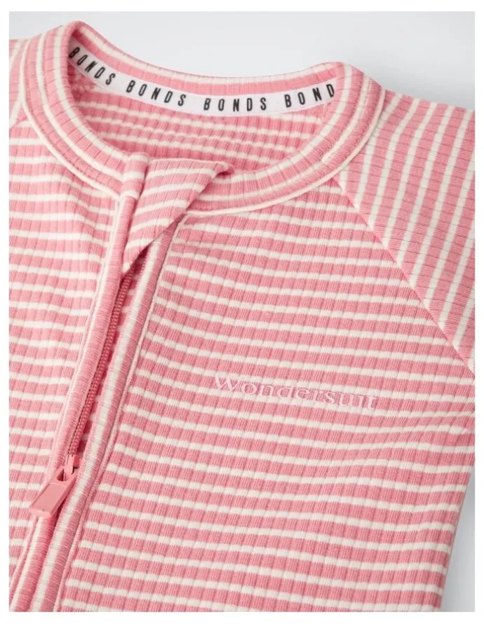 Bonds Baby Newbies Wide Needle Rib Zippy in Stripe Jra