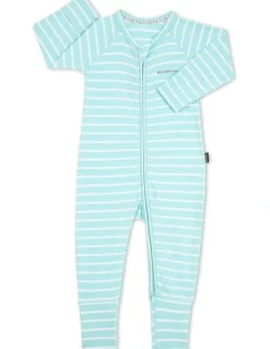 Bonds Baby Stripe Zip Wondersuit in Green