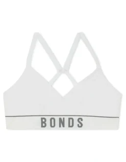 Bonds Girls Retro Rib Contour Crop Bra in White