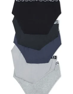 Bonds Kids Brief 5 Pack in Black/Greyscale