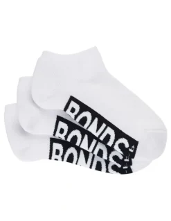 Bonds Kids Logo Cushioned Low Cut Socks 3 Pack in White