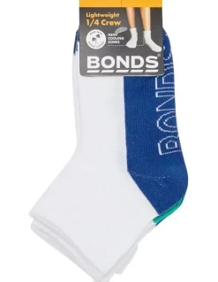 Bonds Kids Logo Light Quarter Crew Socks 4 Pack in Pack 15