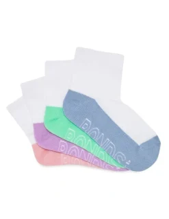 Bonds Kids Logo Light Quarter Crew Socks 4 Pack in Pack 14