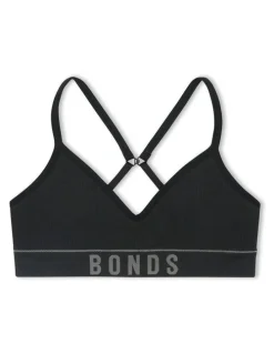 Bonds Kids Retro Rib Contour Crop Top in Black