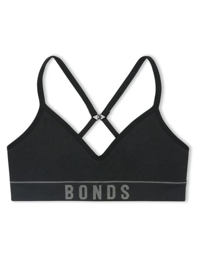 Bonds Kids Retro Rib Contour Crop Top in Black