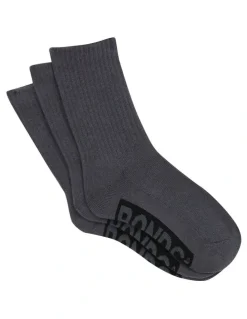 Bonds Logo Crew Socks 3 Pack in Grey