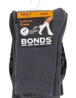 Bonds Logo Crew Socks 3 Pack in Grey