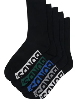Bonds Logo Cushioned Crew Socks 5 Pack in Black
