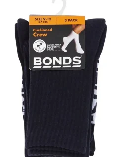 Bonds Logo Cushioned Crew Socks 3 Pack in Navy