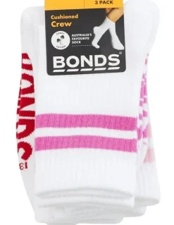 Bonds Logo Cushioned Stripe Crew Socks 3 Pack in Multi