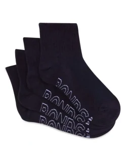Bonds Logo Light Quarter Crew Socks 4 Pack in School Navy