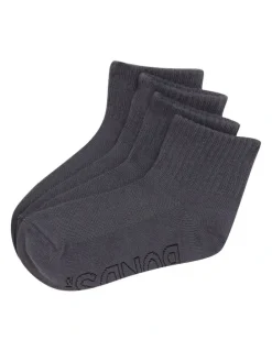 Bonds Logo Light Quarter Crew Socks 4 Pack in School Grey