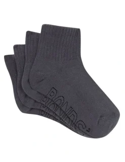 Bonds Logo Light Quarter Crew Socks 4 Pack in School Grey