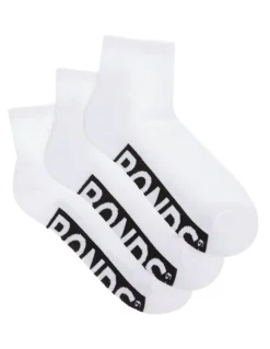 Bonds Logo Quarter Crew Socks 3 Pack in White