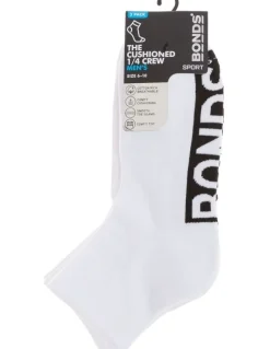 Bonds Logo Quarter Crew Socks 3 Pack in White