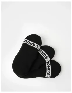 Bonds Mens Logo Sneaker Socks 3 Pack in Black
