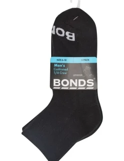 Bonds Value Cushioned Quarter Crew Socks 3 Pack in Black