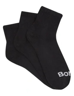 Bonds Value Cushioned Quarter Crew Socks 3 Pack in Black